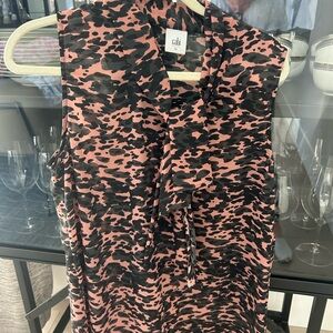 Cabi Pink/tan and Black Leopard Print Blouse